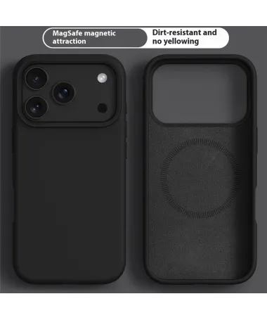 Coque iPhone 17 Pro Compatible MagSafe en Silicone Liquide | V1 Noir - photo 4
