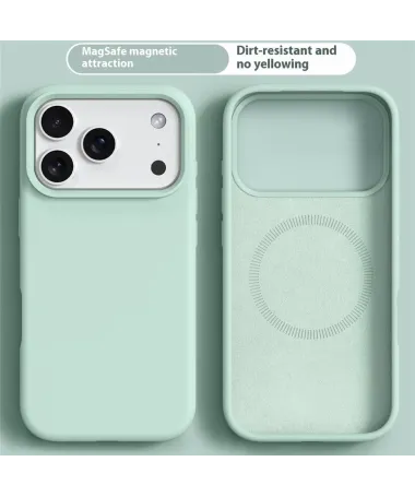 Coque iPhone 17 Pro Compatible MagSafe en Silicone Liquide | V1 Vert anis - photo 6