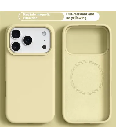 Coque iPhone 17 Pro Compatible MagSafe en Silicone Liquide | V1 Jaune - photo 8