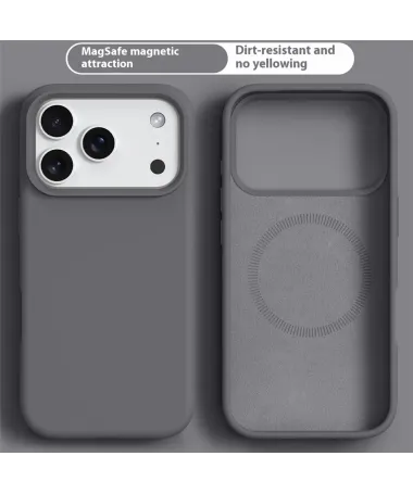 Coque iPhone 17 Pro Compatible MagSafe en Silicone Liquide | V1 Gris Foncé - photo 10
