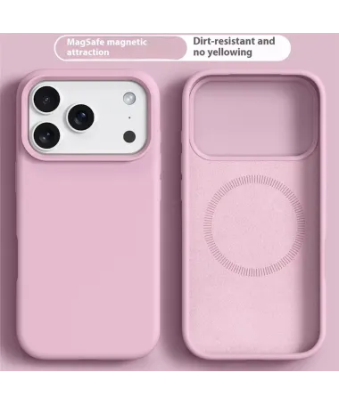 Coque iPhone 17 Pro Compatible MagSafe en Silicone Liquide | V1 Rose - photo 12