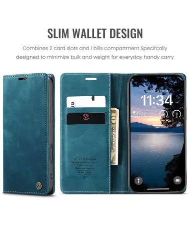 Flip Cover iPhone 17 Pro Porte-cartes et support 013 Series Bleu Paon - photo 2