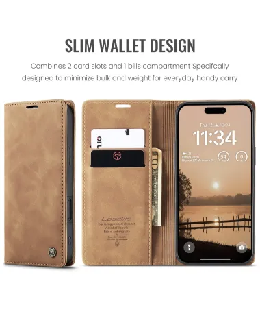 Flip Cover iPhone 17 Pro Porte-cartes et support 013 Series Marron Clair - photo 17