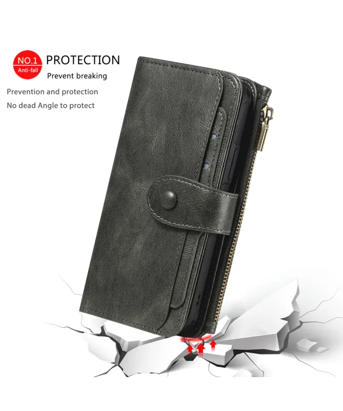 Housse iPhone 17 Pro Portefeuille Zippé Détachable