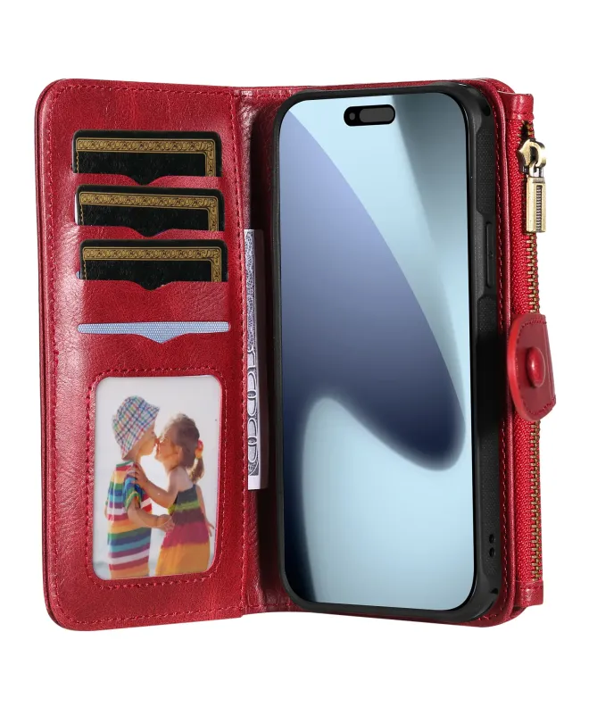 Housse iPhone 17 Pro Portefeuille Zippé Détachable