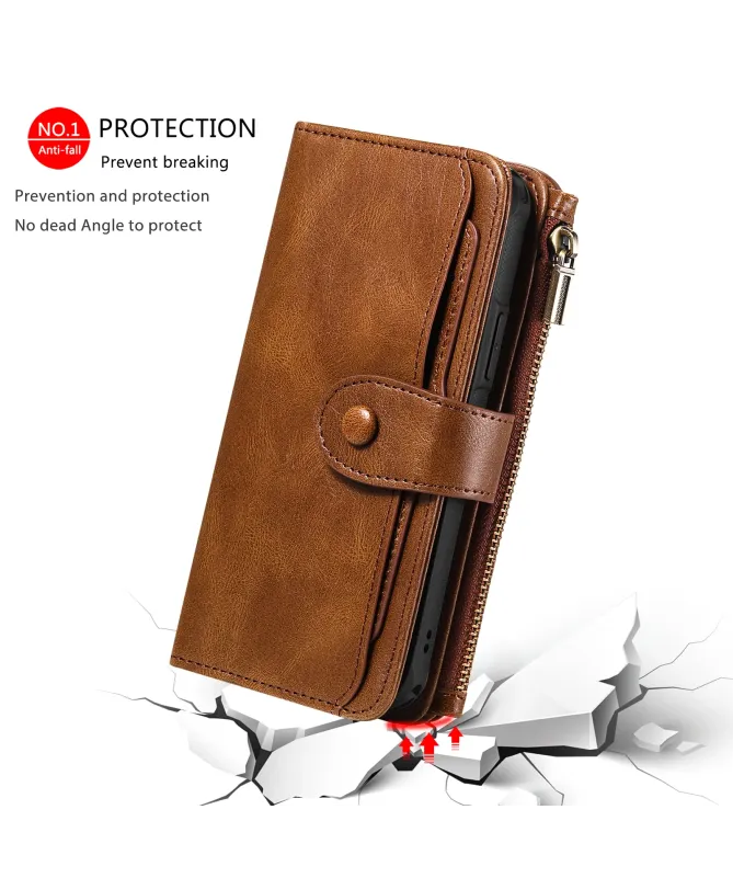 Housse iPhone 17 Pro Portefeuille Zippé Détachable