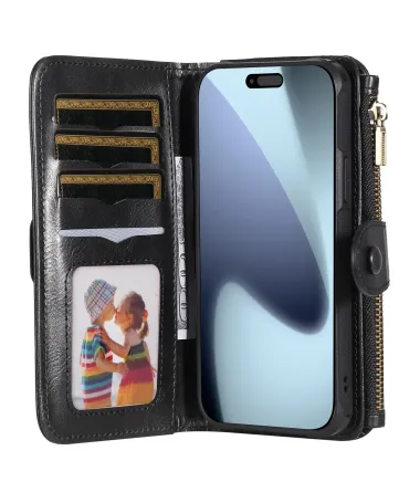 Housse iPhone 17 Pro Portefeuille Zippé Détachable Noir - photo 18