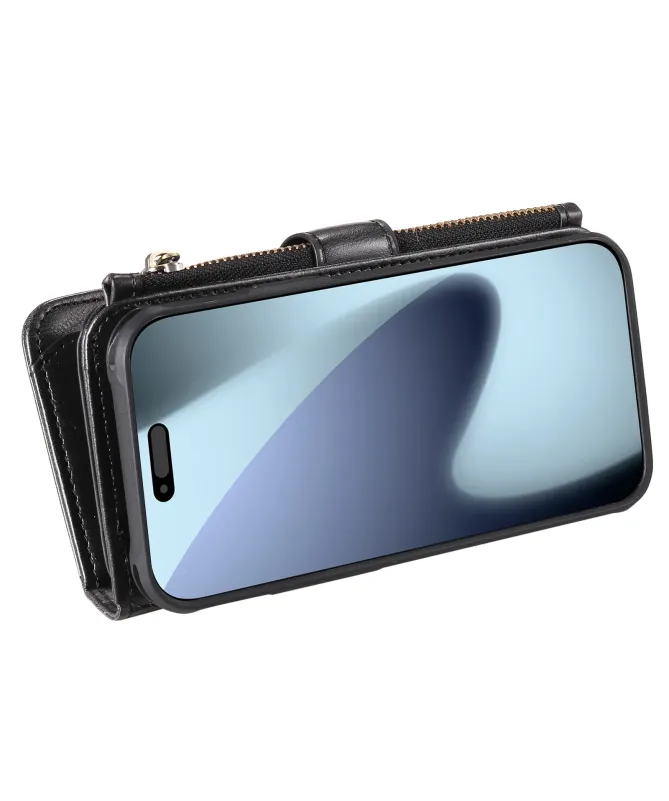 Housse iPhone 17 Pro Portefeuille Zippé Détachable