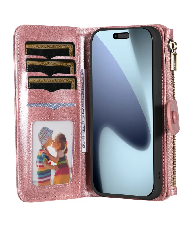 Housse iPhone 17 Pro Portefeuille Zippé Détachable