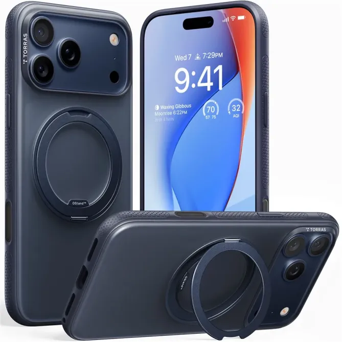 Coque iPhone 17 Pro Max à Support en Acier