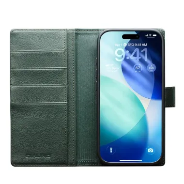 Housse iPhone Air 2-en-1 Détachable en Cuir | QIALINO Vert foncé - photo 12