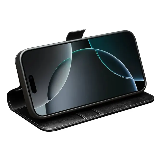 Étui Portefeuille en Cuir Véritable pour iPhone 17 Pro Max