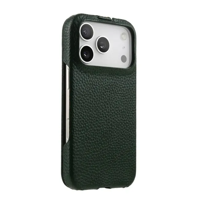 Étui iPhone 17 Pro Max Rabat Vertical Cuir Véritable