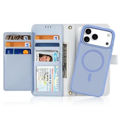 Housse iPhone 17 Pro Max 2-en-1 en Cuir Zippé | LAWA Bleu clair - photo 25