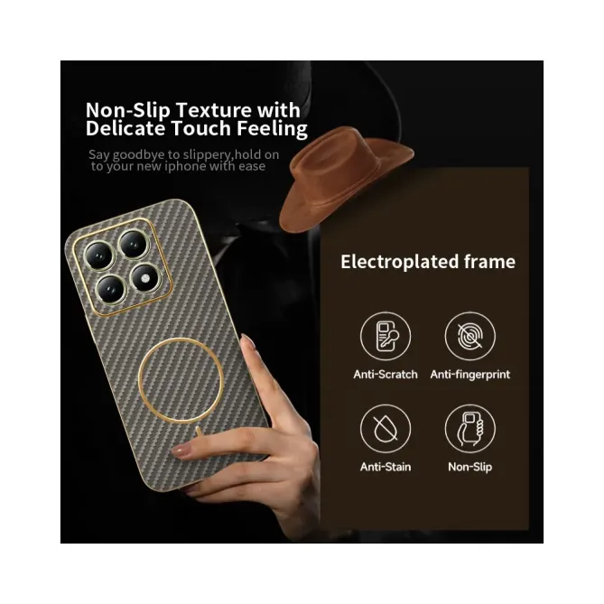 Coque Xiaomi 14T Texture Carbone MagSafe