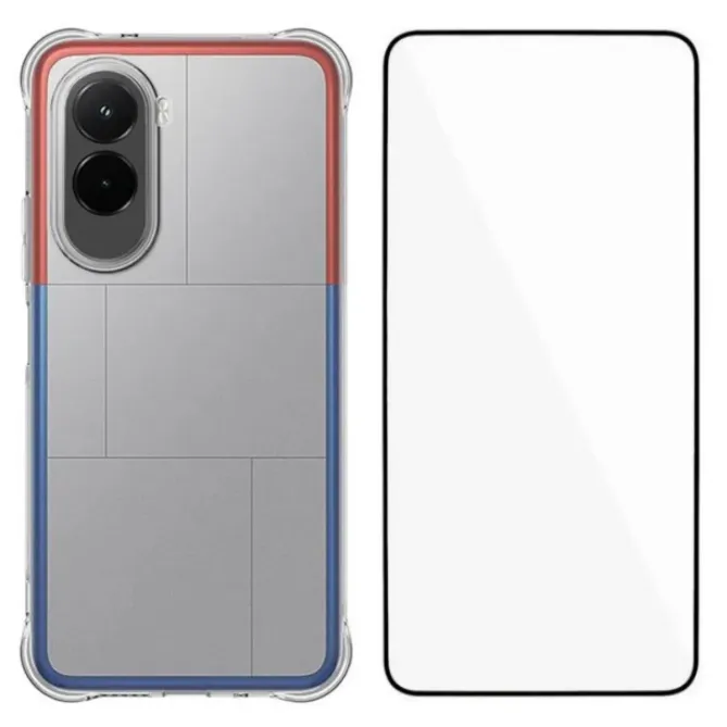 Pack Poco M7 | Coque Coins Renforcés Transparente avec Verre Trempé