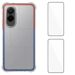 Pack Poco M7 | Coque Coins Renforcés Transparente avec 2 Verre Trempé