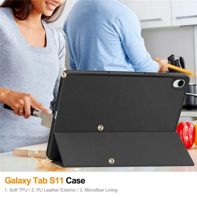 Étui Samsung Galaxy Tab S11 à Support Tri-plis et Porte-Stylet