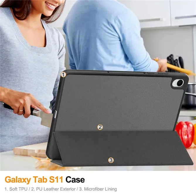 Étui Samsung Galaxy Tab S11 à Support Tri-plis et Porte-Stylet