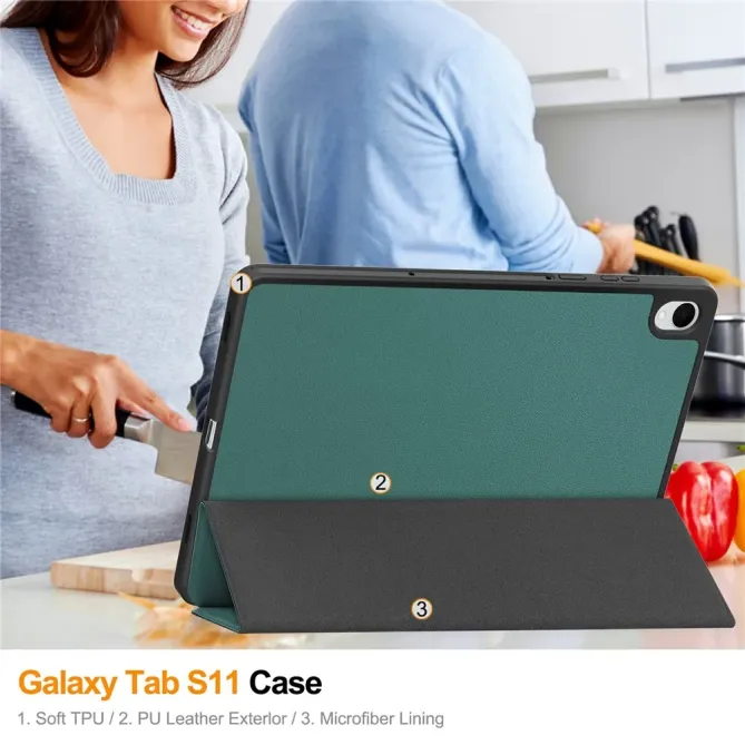 Étui Samsung Galaxy Tab S11 à Support Tri-plis et Porte-Stylet