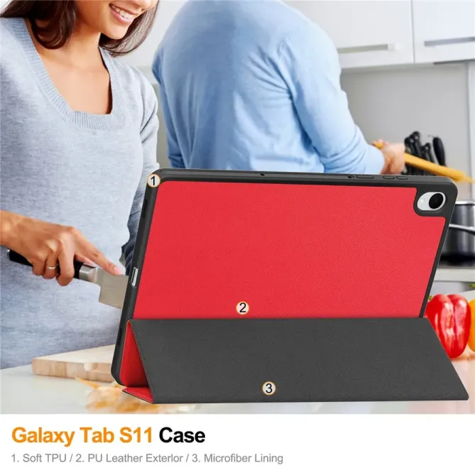 Étui Samsung Galaxy Tab S11 à Support Tri-plis et Porte-Stylet