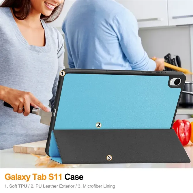 Étui Samsung Galaxy Tab S11 à Support Tri-plis et Porte-Stylet