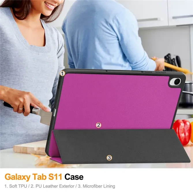 Étui Samsung Galaxy Tab S11 à Support Tri-plis et Porte-Stylet