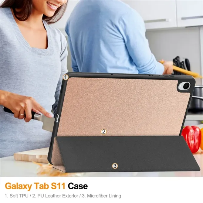 Étui Samsung Galaxy Tab S11 à Support Tri-plis et Porte-Stylet