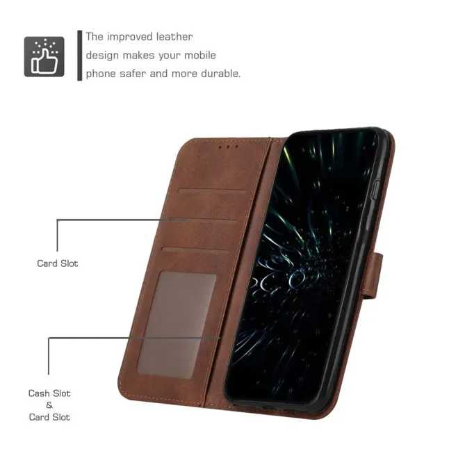Housse Oppo Reno 14 5G Effet Cuir Lignes Gravées