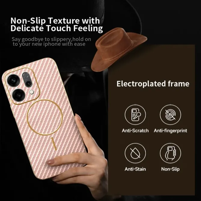 Coque Oppo Reno 14 5G Texture Carbone MagSafe