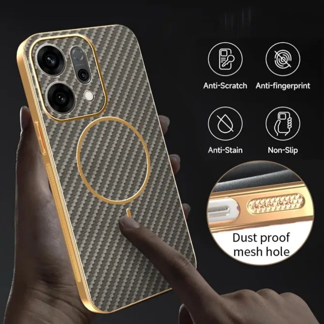 Coque Oppo Reno 14 5G Texture Carbone MagSafe