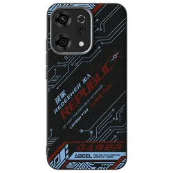 Coque Oppo Reno 14 5G Design Circuit Bleu et Rouge