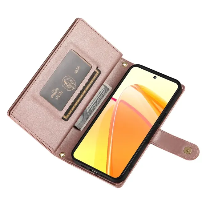 Housse Oppo Reno 14 5G Portefeuille avec Bandoulière et Zip