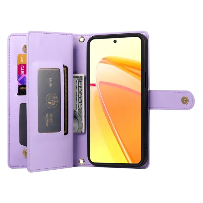 Housse Oppo Reno 14 5G Portefeuille avec Bandoulière et Zip