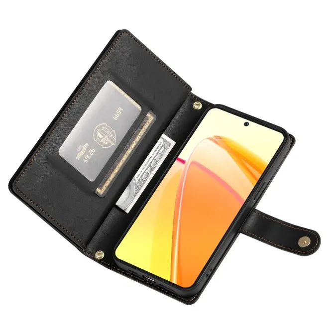 Housse Oppo Reno 14 5G Portefeuille avec Bandoulière et Zip