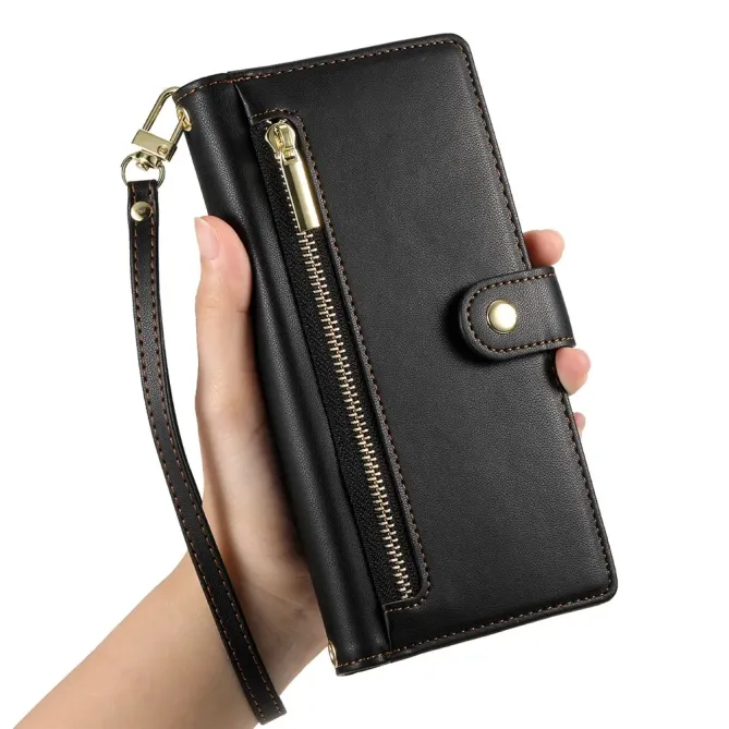 Housse Oppo Reno 14 5G Portefeuille avec Bandoulière et Zip