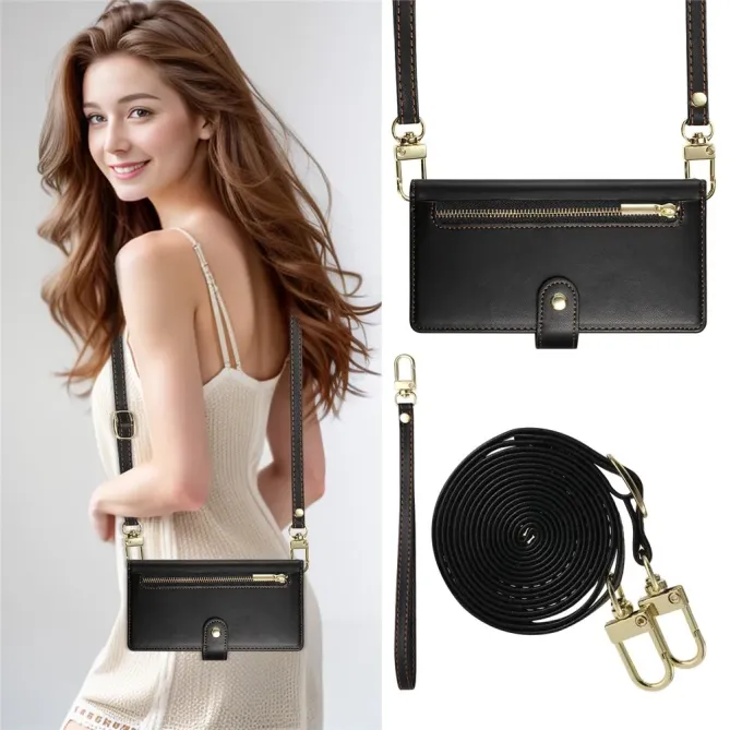 Housse Oppo Reno 14 5G Portefeuille avec Bandoulière et Zip