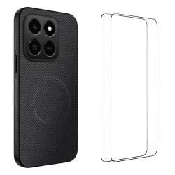 Coque Honor 400 Smart 5G / 4G Carbone Magnétique avec 2 Verres Trempés