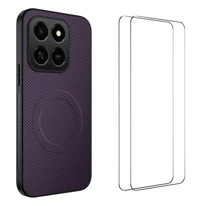 Coque Honor 400 Smart 5G / 4G Carbone Magnétique avec 2 Verres Trempés