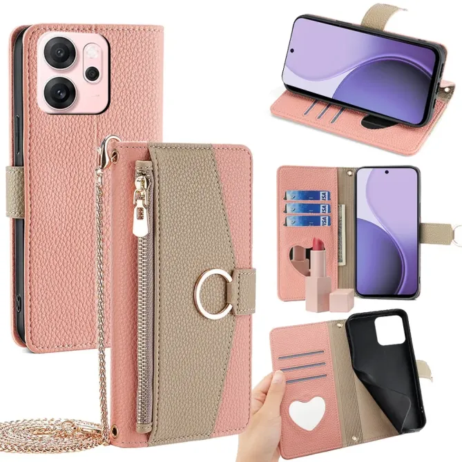 Housse Oppo Reno14 F 5G / 14 FS 5G luxury portefeuille avec chaîne