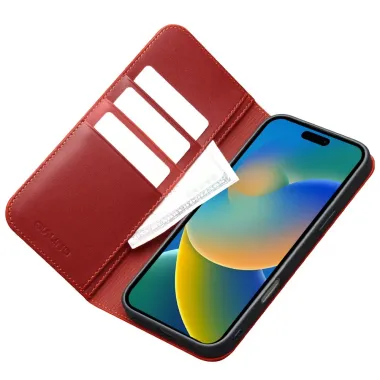 Housse iPhone 17 en Cuir Véritable | QIALINO Rouge - photo 6