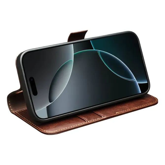 Étui Portefeuille en Cuir Véritable pour iPhone 17
