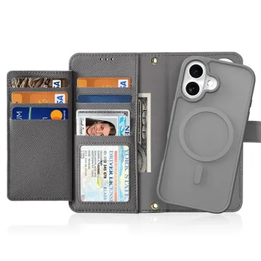 Housse iPhone 17 2-en-1 en Cuir Zippé | LAWA Gris - photo 14
