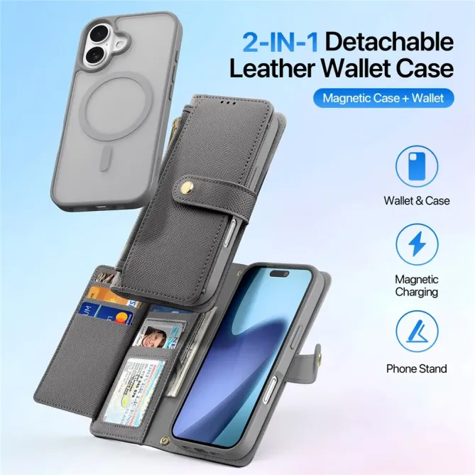 Housse iPhone 17 2-en-1 en Cuir Zippé | LAWA