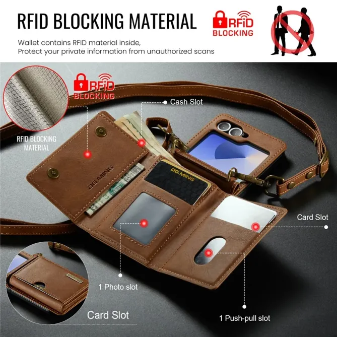 Coque Portefeuille Samsung Galaxy Z Flip 6 / Z Flip 7 FE à Bandoulière