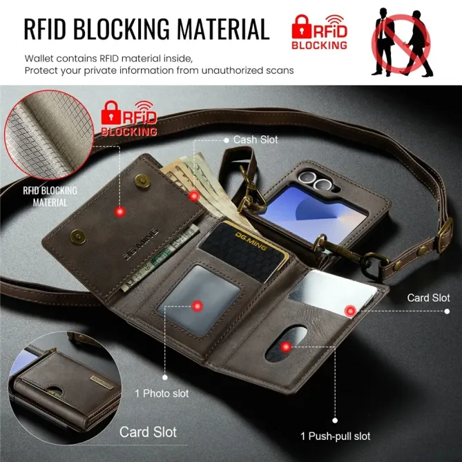 Coque Portefeuille Samsung Galaxy Z Flip 6 / Z Flip 7 FE à Bandoulière