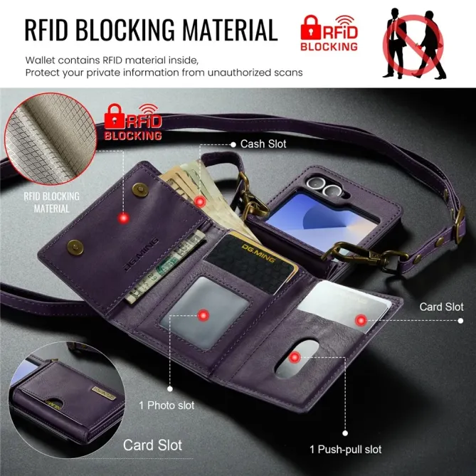 Coque Portefeuille Samsung Galaxy Z Flip 6 / Z Flip 7 FE à Bandoulière