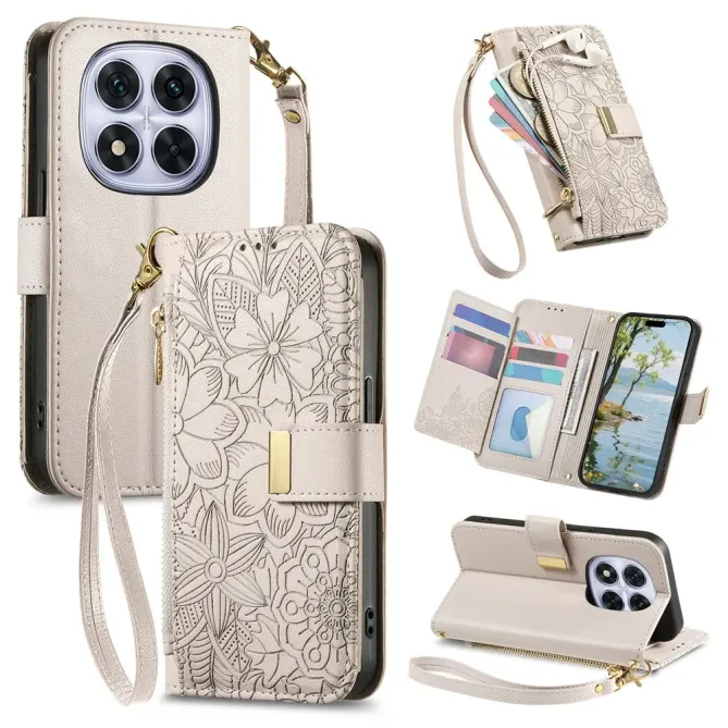 Housse Xiaomi Redmi Note 15 Pro Plus/Poco M8 Pro 5G Portefeuille Flora