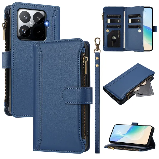Housse Xiaomi 15T Pro avec Lanière | 9 Cartes à Fermeture Zippée