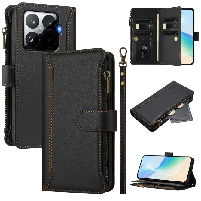 Housse Xiaomi 15T Pro avec Lanière | 9 Cartes à Fermeture Zippée